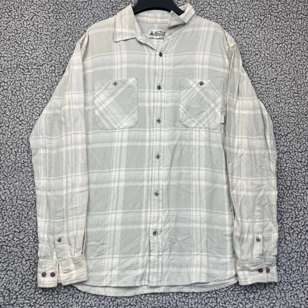 Active Ride Shop Shirt Men Extra Large Plaid Button Up Long Sleeve Cotton XL